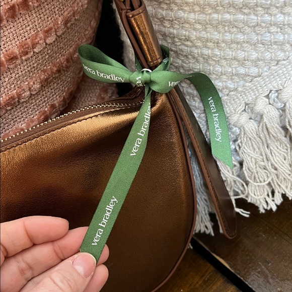 NWT Vera Bradley Springbrook Sling Crossbody Bronze Metallic Sheepskin Leather - Picture 3 of 8